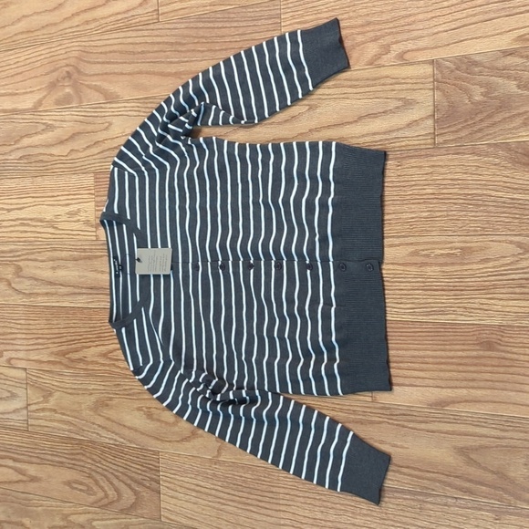 Button-up cardigan sweater plus size 1x gray striped A. Jesdani NEW with tags - Picture 1 of 3